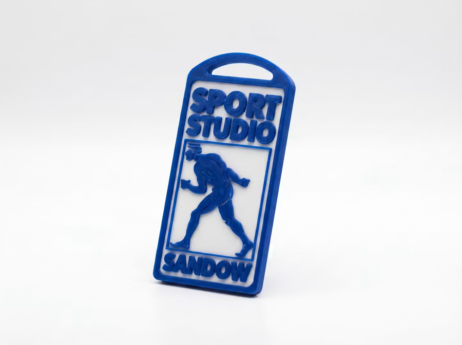 Modrá 3D tištěná klíčenka Sport Studio Sandow